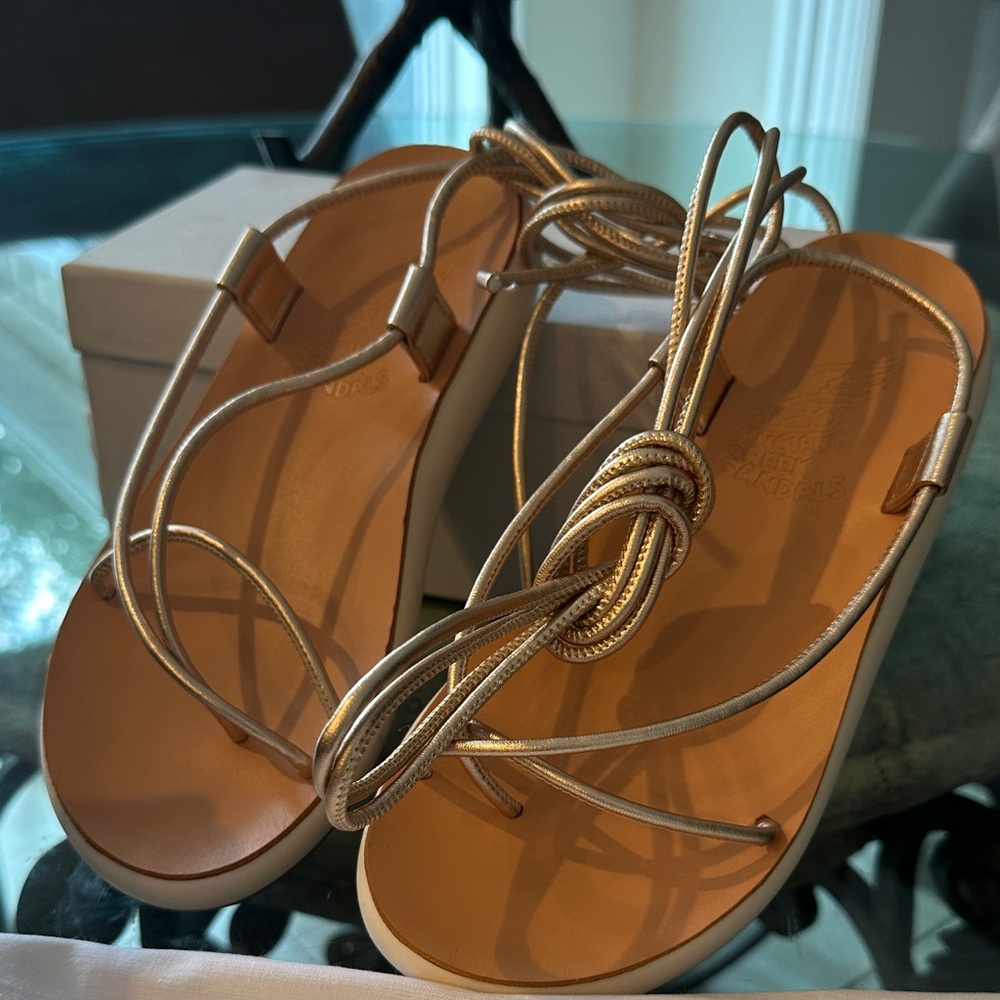 $280 New in Box Ancient Greek Sandals Gold Strappy Sandals sz 36 - Picture 7 of 13